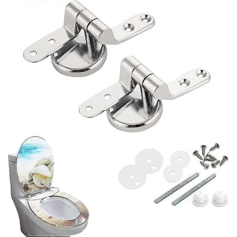 Charnière de rechange pour abattant de toilette, ensemble d'accessoires pour abattant de toilette avec finition chromée durable, pour l'installation de pièces fixes d'abattant de toilette - Alliage de (1/5)