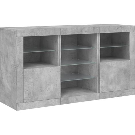 Credenza credenza cassettiera armadio portaoggetti organizer cucina soggiorno soggiorno con luci a LED 123 x 37 x 67 cm Grigio 020029975