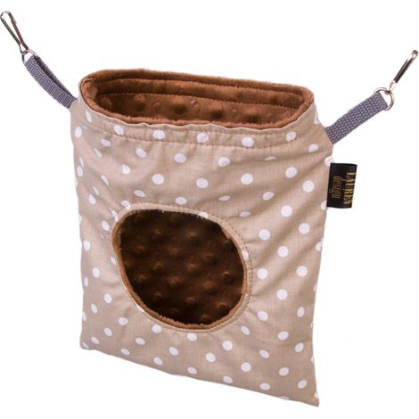 Mangiatoia per roditori, a pois marroni + tessuto minky marrone (1/4)