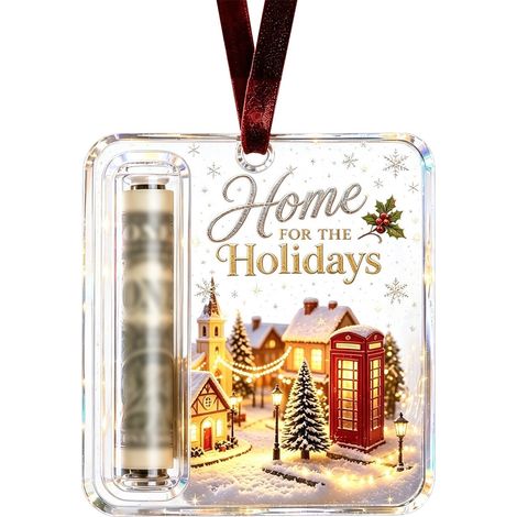 Porte-monnaie de Noël en acrylique à motif Père Noël, étiquette suspendue, décoration transparente pour sapin de Noël (1/5)