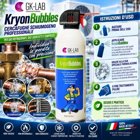 KryonBubbles Cercafughe Gas Refrigerante 400ml Spray 360° Professionale (1/5)