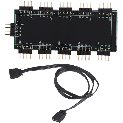 Cavo di prolunga per hub per computer RGB a 10 canali, 12 V, 4 pin, bicolore