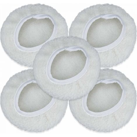 Lot de 5 Bonnet de Polissage, 125-150mm Kit Auto Disque Polissage Bonnet en Laine Tampons de Cirage pour la Plupart des Polisseurs de Voiture (1/5)