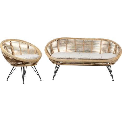 Garden Sofa Set 3 Seater MARATEA Rattan Natural (1/4)