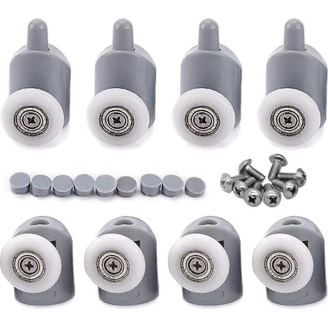 Roulettes Xceedez 23 mm, lot de 8, pour porte de douche et porte coulissante de salle de bain (1/5)