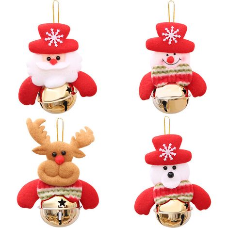 4PCS Cloches de Noël pour la Maison Ornement de, Arbre de Noël, Cloches de décoration de Porte, (1/5)