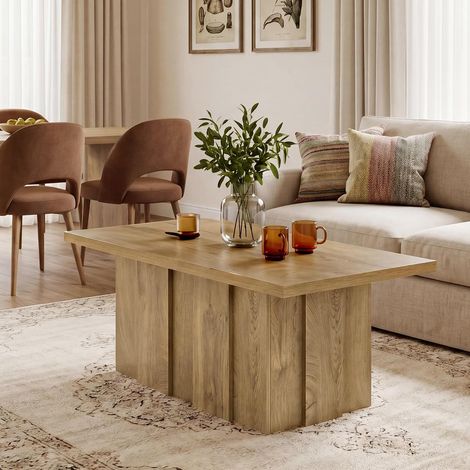 Tribesigns Table Basse Rectangulaire 120 cm, Chêne Naturel
Base Cannelée, Style Campagne, Pour Salon, Design Moderne, Structure Robuste (1/5)