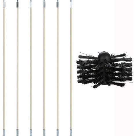 Kit di spazzole per la pulizia del camino in nylon, comprendente 9 aste flessibili (410 mm x 100 mm) con 1 testina per la pulizia del camino per stufa/camino/sfiato asciugatrice/tubo di scarico/H