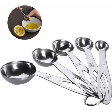 royaluxe - Lot de 5 cuillères doseuses en acier inoxydable avec mesures et liquides Idéal pour la cuisson et la cuisson