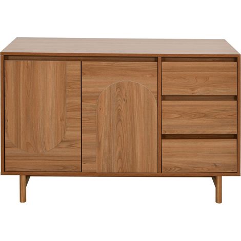 Buffet 2 portes 3 tiroirs en bois L110cm - Bois foncé - Abby (1/5)