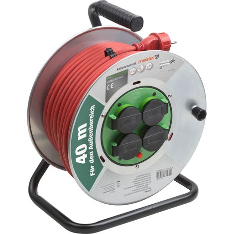 Meister Kabeltrommel H07RN-F3G1,5, IP44 - 40 m Kabel - Thermoschutz-Schalter - Outdoor