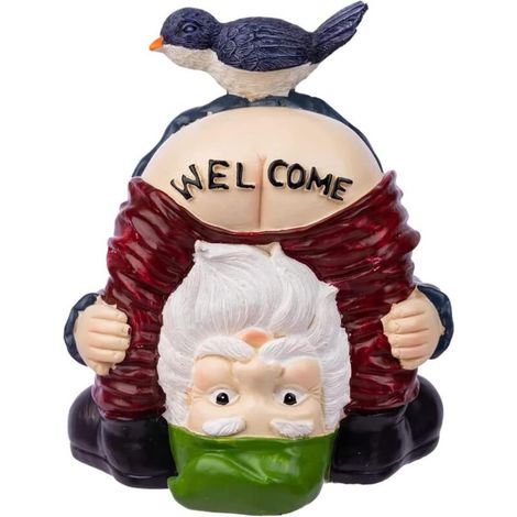 Halloween Gnome Statue - Funny Bird Resin Welcome Figurines for Outdoor Patio, Lawn, Yard, Art Decoration, Winter Christmas Garden Gifts