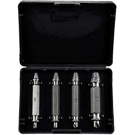 Extracteur de vis en acier rapide à tête cassée, kit d'outils pour retirer les filetages desserrés, extracteur de vis à double tête, 4 pièces, argent