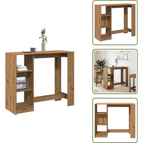 Bartisch mit Regal Artisan-Eiche 124x46x103,5 cm Holzwerkstoff - Bartisch - Bartische - Stehtisch - Kneipentisch (1/5)