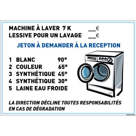 PANNEAU LAVERIE AUTOMATIQUE (H0273) - Adhésif - 300 x 210 mm