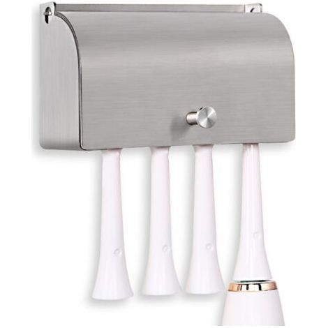 BUNTHAUS Porte-Brosse à Dents, Acier Inoxydable 304 Auto-adhésif Mural Anti-poussière Support pour Organisateur de Rangement pour Brosse à Dents(Argenté, 4 Emplacements) (1/5)