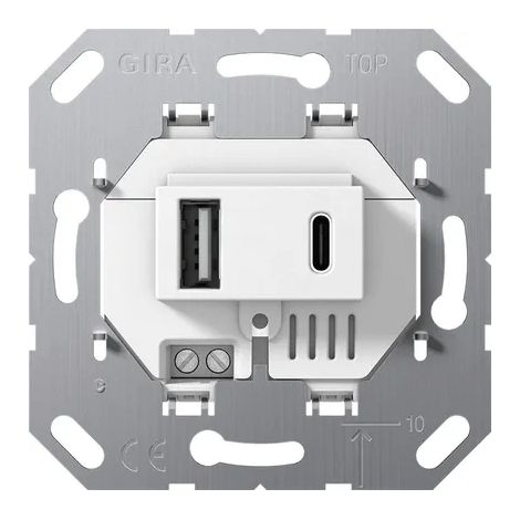 Gira Alimentazione USB 2f Tipo A/C Inserto Bianco [234900], 2349 00