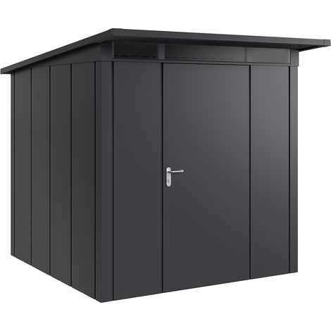 Hörmann Metall-Gerätehaus "Juno" mit Pultdach, JPD5 - Design, 214 x 214 cm (B x T), anthrazit, 1-flüglige Tür, Anschlag rechts (1/5)