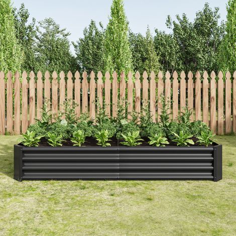 Potager surélevé en métal, fabriqué en tôle d'acier robuste, stable et résistante à la rouille. Kit sans fond, idéal pour les légumes, les herbes aromatiques et les fleurs. (1/5)