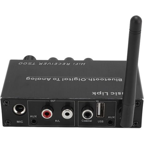 Récepteur Audio Bluetooth V5.3, Convertisseur de Haut-Parleur avec Télécommande, Entrées Coaxial/AUX/USB/Microphone (1/5)