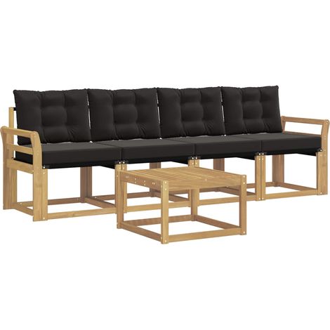 Set di divani da esterno con cuscino 5 pz  Salotto da Giardino Bianco e Nero (1/5)