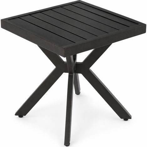 ELVMI Mesa Baja con 1 Tablero, para Terraza y Jardín, en Aluminio, Marrón Oscuro, 45 x 45 x 47 cm (1/5)