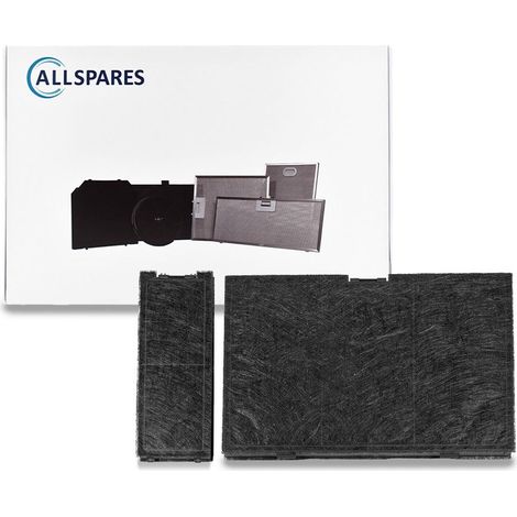 Filtro de carbón AllSpares (2 uds.) para campanas extractoras compatibles con Bosch 11018700 / DWZ0AK0A0 / Siemens LZ10AKA00 / Neff Z51AIA0X0 (364x240mm  250x90mm)
