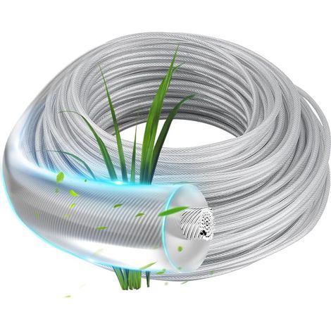 Fil Coupe Bordure en Acier 3 mm x 41 m, Ligne de Trimmer Strimmer Fil Dacier, Fil Coupe Bordure Bobine de Fil Debroussailleuse en Acier, Coupe Dherbe Ligne de Coupe (1/5)