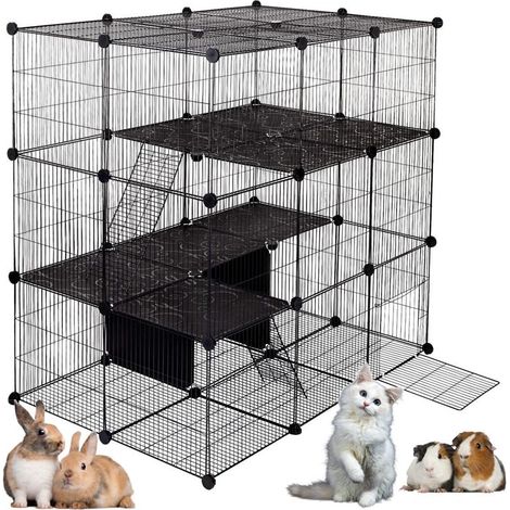 Metallener Laufstall mit Befestigungsmöglichkeit für Kaninchen, Katzen und andere Tiere, faltbarer Käfig (1/5)