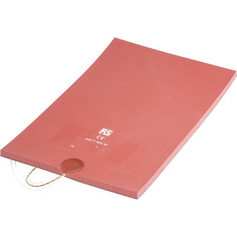 Tapis chauffant en silicone Rectangle RS PRO, 240 V c.a., 400 W, 200 x 300mm ( Prix pour 1 )