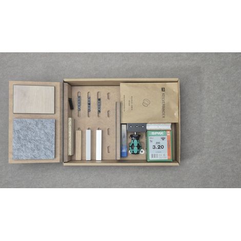 Keilverbinder Starterset, Möbelbeschlag Verbinder Schwalbenschwanzprofil, druck- und zugfest, Kunststoff, schwarz, werkzeugloser Aufbau