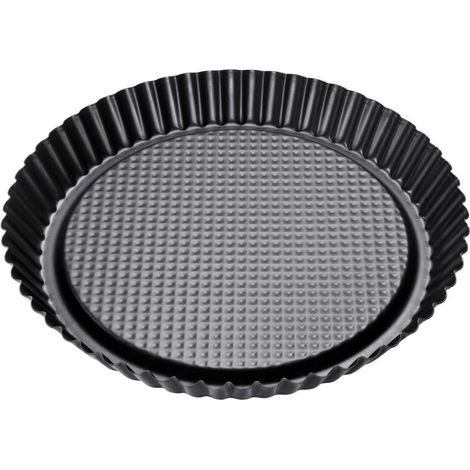 1 Moule à tarte renversée, Acier anti-adhésif, 28 cm, Noir, Pour fruits et gâteaux (1/5)