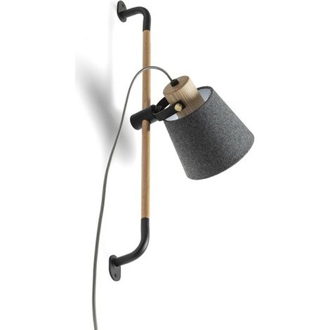 Lampada CHOUPETTE scorrevole da parete grigio nerastro tessuto/legno 230V E27 15W
