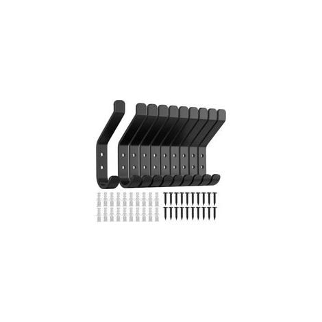 Lot de 10 crochets à vis pour panneaux acoustiques, panneaux muraux, chambres, salons, salles de bains, dressings, vestes, métal, 10 cm - Crezuo (1/4)
