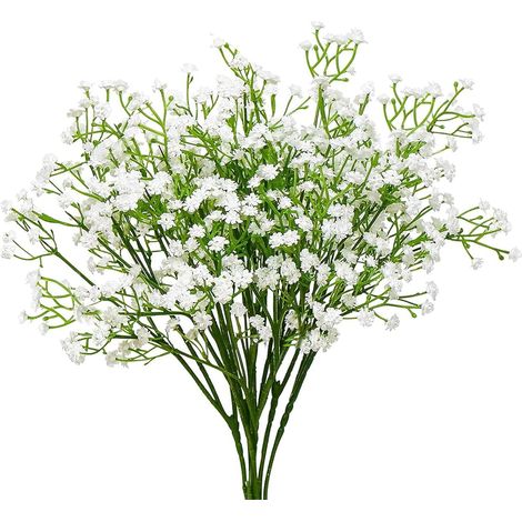 Fleurs artificielles de gypsophile blanches JeiibrZui - 52 cm - Lot de 6 - Effet voile réaliste pour mariages et décoration intérieure (1/5)