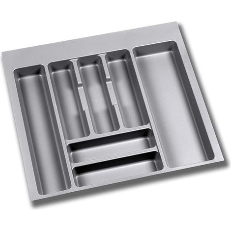 1 - Range Couverts - Organiseur Tiroir - Ajustable Largeur 60cm - Pour Ustensiles Cuisine - Gris - 50,4x53,6x41,8cm (1/5)