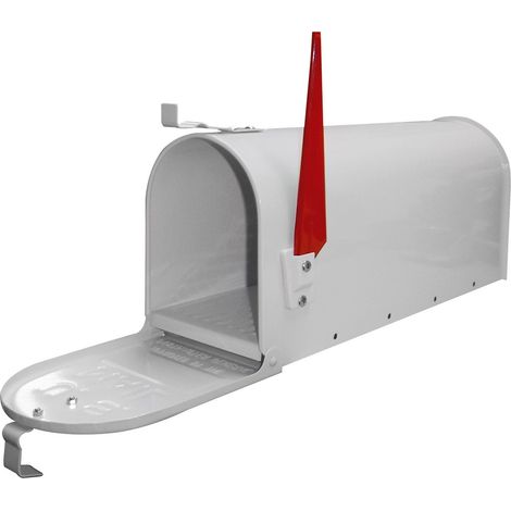 Amerikanischer Briefkasten American Mailbox Zeitungsrolle Postkasten Stahl weiß