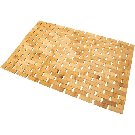 Tapis de porte Healeved en bambou , antidérapant et résistant à l'usure , fibres marron naturel , po
