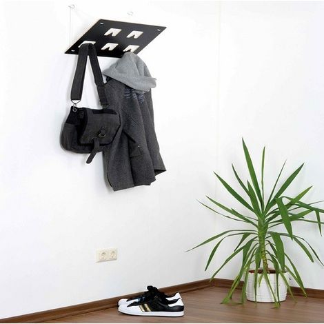 Garderobe Garderobenrechteck mit 5 Garderobenhaken Schwarz & Weiß Garderobenpaneel Wandgarderobe Eckgarderobe Garderoben Set