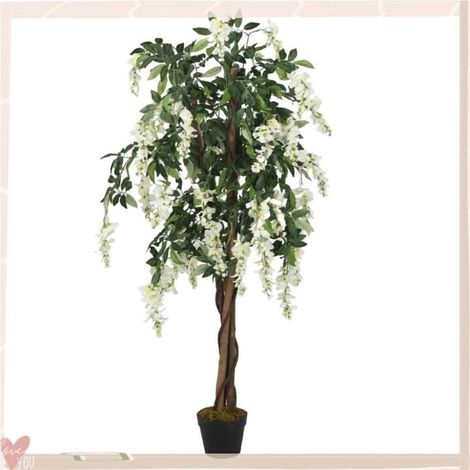 359006 Glycine artificielle 560 feuilles 80 cm vert et blanc (1/5)