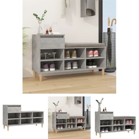 Schuhregal Eukalyptus - vidaXL Schuhregal Betongrau 102x36x60 cm Holzwerkstoff - Schuhregal Stauraum (1/5)