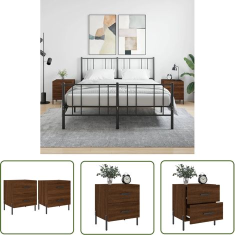 The Living Store Tables de chevet 2 pcs chêne marron 40x35x47,5 cm - Table De Chevet - Meuble De Chambre - Armoire De Chevet - Commode - Design Moderne (1/5)