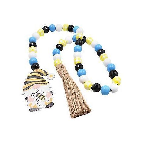 Guirlande de perles en bois en forme d'abeille avec pompon, style rustique, en nid d'abeille. (1/2)