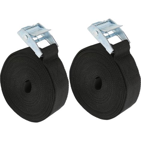 Lot de 2 sangles d'arrimage de 25 mm en alliage de zinc avec boucle à pression, sangles robustes et anti-casse pour l'assemblage d'objets lourds (3 mètres) (1/5)