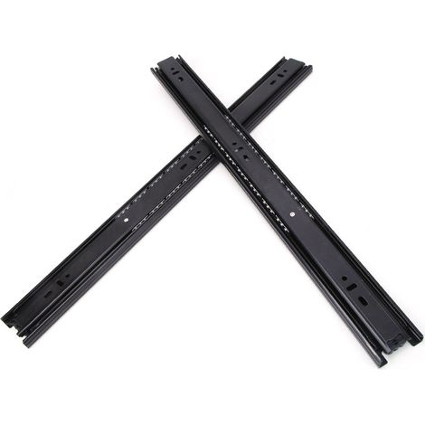 1 paire de glissières à billes de 45,7 cm (18 pouces) pour tiroirs de meubles, en acier noir. (1/5)