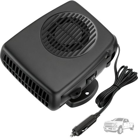 Chauffage allume-cigare 12 V 200 W, chauffage de camping 12 V avec fonction chauffage/ventilation, dégivrage rapide à 360° pour voiture et camping-car, noir, 1 (1/4)