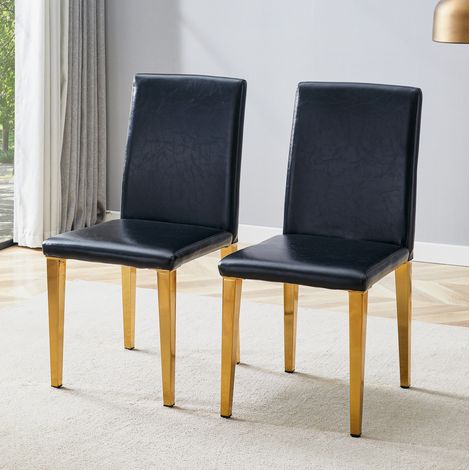 MEUBLIV Esszimmerstuhl 47x38x90 cm Schwarz und Gold – 2er-Set, modernes Design (1/5)