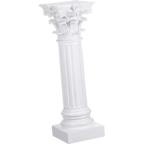 Bougeoir à Pilier Romain Décoratif 18 Cm en Résine Blanche Vintage, Bougeoirs Délicats Multifonctionnels pour Bureau Et Micro-Paysage, Décoration Intérieure Élégante pour Fête Et Maison