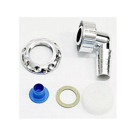Équerre de raccordement Haas n° 2076f. PE-Unterp. Dispositif de siphon avec contre-écrou chromé.