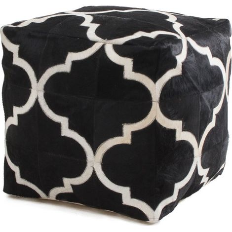 Pouf Eclipse 300 in pelle nera 45x45 cm (1/3)